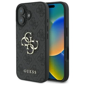Guess 4G Liels Logo iPhone 16 Plus Apvalks - melns