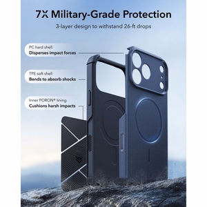 ESR Cyber Tough MagSafe maciņš, paredzēts iPhone 18 Pro Max / 17 Pro Max, tumši zils