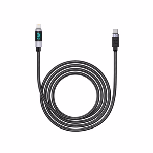 Orico LDC2L USB-C–Lightning PD, 29 W, 480 Mbps kabelis ar LED displeju, 2 m – melns