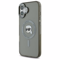 Karl Lagerfeld IML Metal Karl Head Magnētiskais iPhone 16 Plus viedtālruņa apvalks - melns
