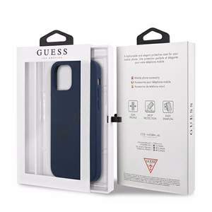 Guess GUHCP12MLSVSBL iPhone 12/12 Pro 6.1" zils/zils cietais apvalks Script Vintage