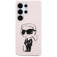 Karl Lagerfeld Silikona Grafiti Ikonik drukāts logotips Magnētiskais apvalks Samsung Galaxy S25 Ultra - rozā