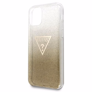Guess GUHCN65SGTLGO cietais maciņš iPhone 11 Pro Max Glitter Triangle – zeltains