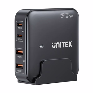 GaN tīkla lādētājs - Unitek P1228ABK01-EU | 70W 2x USB-C 2x USB-A
