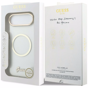 Guess IML Script Metal MagSafe Maciņš for iPhone Air - Clear