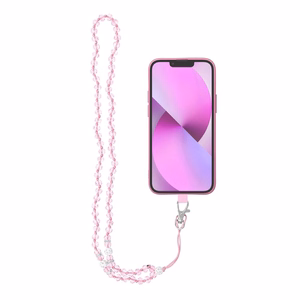 CRYSTAL DIAMOND tālruņa siksniņa, tālruņa piekariņš / auklas garums 74 cm (37 cm cilpā) / uz kakla – gaiši rozā