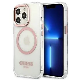 Guess GUHMP13LHTRMP iPhone 13 Pro / 13 6,1" rozā/rozā hard maciņš Metal Outline Magsafe