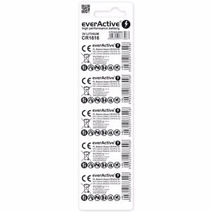 Litija baterija mini everActive CR1616 — blisteris, 5 gab.