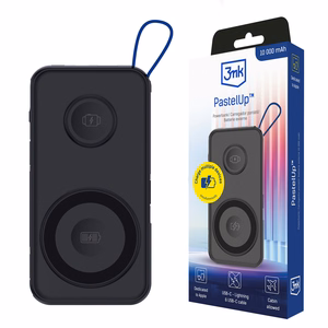 3mk PastelUp 10000mAh 22.5W USB 1A1C Bezvadu Portatīvais lādētājs (m) - melns