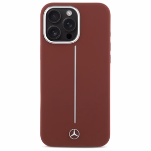 Mercedes Silicone White Stripe MagSafe Case for iPhone 16 Pro Max - Red