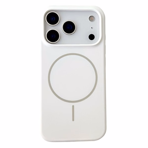 Balts magnētisks šķidrā silikona vāciņš iPhone 18 Pro / 17 Pro, izturīgs pret kritieniem