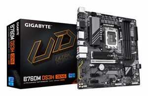 GIGABYTE B760M DS3H GEN5 pamatplate - atbalsta Intel Core 14. paaudzes procesorus, 6+2+1 fāžu digitālais VRM, līdz 5600MHz DDR5, 2xPCIe 4.0 M.2, 2.5GbE LAN, USB 3.2 Gen2