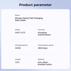 Joyroom Pioneer sērijas SA31-CC5 USB-C / USB-C 240W 1.2m kabelis - melns