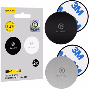 Blavec Metal plate for magnetic holder BM-03 set of 2 pieces round (40mm) black and silver