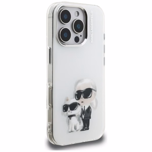 Karl Lagerfeld IML Aquarelle Karl & Choupette & Logo iPhone 16 Pro macins - balts