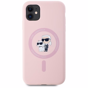 Karl Lagerfeld silikona Karl&Choupette Magnētiskais viedtālruņa apvalks iPhone 11 - rozā