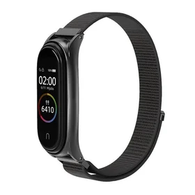 Nailona siksna XIAOMI Mi Band 5 / 6 / 7 melna (05)