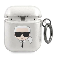 Karl Lagerfeld mirdzošs Karl's Head apvalks AirPods 1/2 austiņām - sudrabains