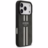GUESS viedtālruņa apvalks IPHONE 17 Pro, saderīgs ar MagSafe GUHMP17LP4RPSK (4G Printed Stripes), melns