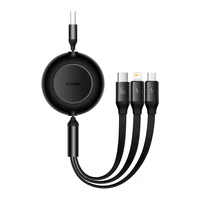 Baseus kabelis Bright Mirror 2 3w1 USB - micro USB + Lightning + USB-C 1,1m 66W melns izvelkams