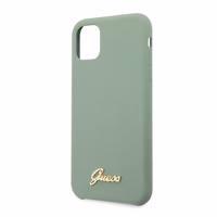 Guess GUHCN58LSLMGKA iPhone 11 Pro haki cietais maciņš Silicone Vintage Gold Logo