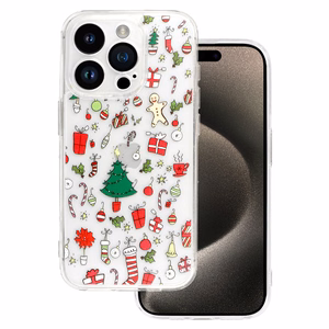 TEL PROTECT Ziemassvētku caurspīdīgs viedtālruņa apvalks Iphone 15 Pro Max Dizains 2