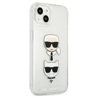 Karl Lagerfeld Glitter Karl's & Choupette Head apvalks iPhone 13 mini - pelēks