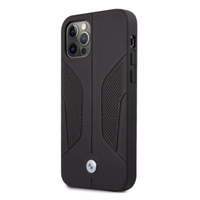 BMW Ādas perforētām malām viedtālruņa apvalks iPhone 12 / iPhone 12 Pro - melns
