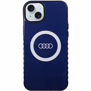 Audi IML Magnētiskais apvalks viedtālrunim iPhone 15 Plus/14 Plus ar lielu logotipu - zils