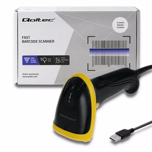 Qoltec 50867 – vadu lāzera 1D/2D svītrkodu skeneris, USB, melns