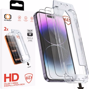 Tel Protect Dust-Free Easy Fit Full Glue 6D Tempered Glass for Iphone 14 black - 2 pieces