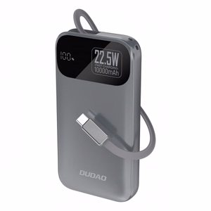 Dudao K31 10000 mAh 22.5W PD внешний аккумулятор со встроенным кабелем - Серый