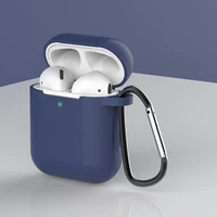 Apvalks AirPods 2 / AirPods 1 Silikona mīksts austiņu apvalks + Atslēgu piekariņš karabīnes piekariņš zila (Apvalks D)