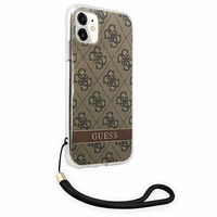 Guess GUOHCN61H4STW iPhone 11 brūns/brūns cietais apvalks 4G Print Siksna