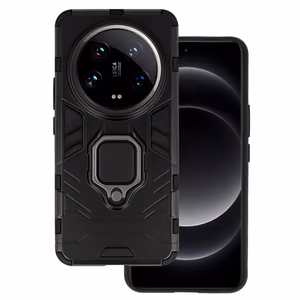 Gredzenveida bruņu viedtālruņa apvalks Xiaomi 14 Ultra melns