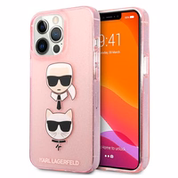 Karl Lagerfeld KLHCP13LKCTUGLP iPhone 13 Pro / 13 6,1\" Viedtālruņa apvalks - rozā Glitter Karl's & Choupette