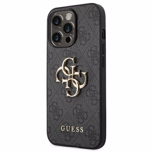 Guess 4G Big Metal Logo viedtālruņa apvalks iPhone 14 Pro - pelēks