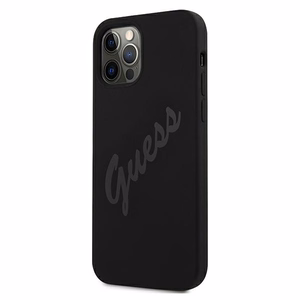 Guess GUHCP12LLSVSBK iPhone 12 Pro Max 6.7" melns/melns cietais apvalks Script Vintage
