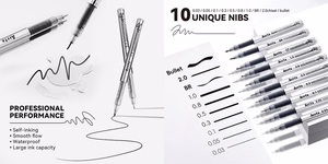 Acrylic Fineliner Pens ARRTX, Melns, 10pcs