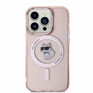 Karl Lagerfeld IML Choupette magnētiskais viedtālruņa apvalks iPhone 14 Pro Max - rozā