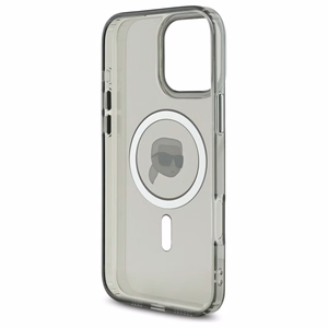 Karl Lagerfeld IML Metal Karl Head Magnētiskais viedtālruņa apvalks iPhone 16 Pro Max - melns