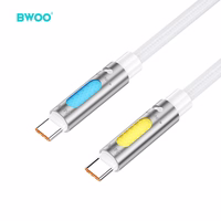 BWOO 240W Super Fast Charging Data Kabelis With RGB Light balts X325C-C