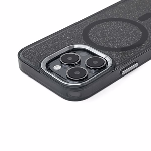 Mirdzošs apvalks MagSafe iPhone 16 - melns ar spīdumiem