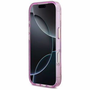 Guess IML Glitter Flowers Triangle MagSafe maciņš modelim iPhone 17 Pro / 18 Pro – violets