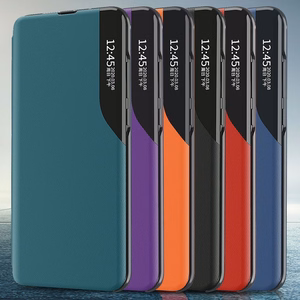 Viedtālruņa apvalks Samsung Galaxy A72 4G oranžs ar statīvu, Eco Leather View Case