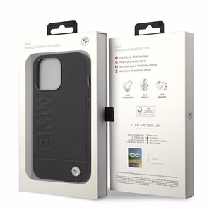 BMW Leather Stamp macins priekš iPhone 14 Pro - Melns