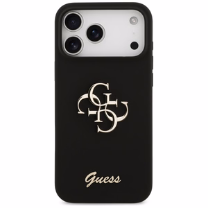 Guess Silikona lielais 4G uzraksts apvalks iPhone 17 Pro Max - melns