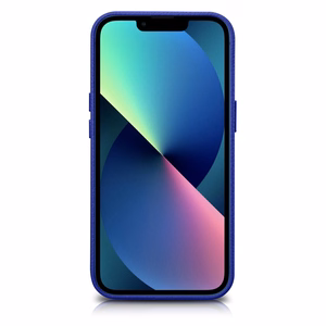 iCarer Litchi Premium ādas viedtālruņa apvalks iPhone 14 Plus Magnētiskais ādas apvalks ar MagSafe Tumši zils (WMI14220711-DB)