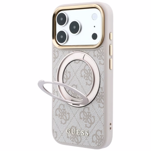 Guess Ring Stand 360 4G Classic Logo MagSafe maciņš, paredzēts iPhone 17 Pro Max / 18 Pro Max, rozā