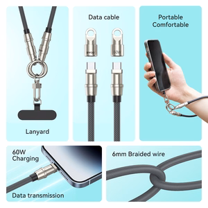 BWOO siksniņas kabelis USB-C - USB-C 0.3m 60W ar siksniņu